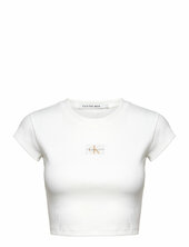 Woven Label Rib Baby Tee Calvin Klein Jeans White