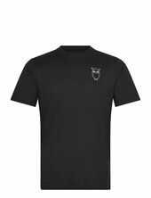 Alder Owl Chest Print Tee - Gots/ve Knowledge Cotton Apparel Black