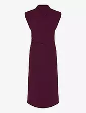 Gathered Turtleneck Dress Mango Burgundy