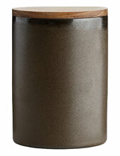 Raw Metallic Brown - Redskabskrukke M/teaklåg 1 Stk H15xd10 Cm Aida Brown