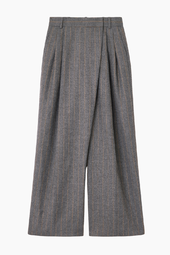 Wool Stripe Mid Waist Pants W0761 - Pewter - Ganni - Grå S
