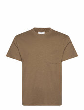 100% Cotton T-shirt With Pocket Mango Brown