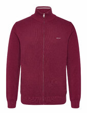 Cotton Pique Zip Cardigan Gant Burgundy