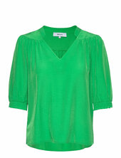 Ayame V-neck Short Sleeve Blouse Minus Green