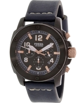 Fossil Herreur Fs5066 Machine Sort/læder Ø45 Mm