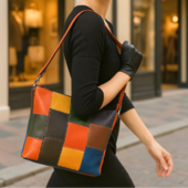 Style Pisa I Smuk Mørk Multifarve. Superfed Og Flot Shopper Til Skulder Og Crossbody