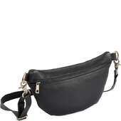 BemÆrk: Kollektionsprøve. Style Fanny I Sort. Cool Bumbag I Flot Læder Med Justerbar Rem Og Fede Ringe I Messing