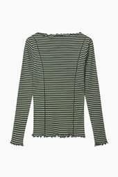 2x2 Cotton Stripe Siri Top - Sea Spray/black - Mads Nørgaard - Stribet Xl