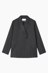 Calendered Wool Blazer W0797 - Black - Ganni - Sort S