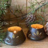 Fyrfadsstage M/ Mønster & Messing Grøn Patina - Ib Laursen H: 4,5