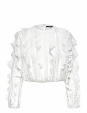 Annika Lace Frill Top French Connection White