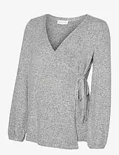 Mlalice Tess Ls Jrs Wrap Top 2f Mamalicious Grey