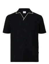 Slhsangev Split Neck Ss Polo Selected Black
