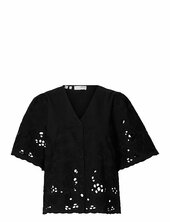 Slfdahlia Ss Broderi Shirt Noos Selected Femme Black