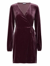 Vikatja L/s Short Velvet Wrap Dress/ka Vila Burgundy