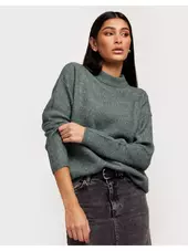 Only Onlcamilla O-neck L/s Pullover Noos Grovstrikkede Trøjer Balsam Green Melange