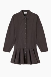 Stretch Cotton Buttoned Mini Dress W1001 - Black - Ganni - Sort L
