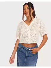 Vila Vieya S/s Top #3 Sommertoppe Cloud Dancer