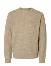 Slhneil Ls Knit Neps Crew Neck Selected Beige