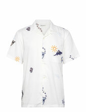 Box Fit Short Sleeve Shirt With Emb Knowledge Cotton Apparel White