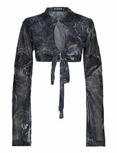 Camo Mesh Wrap Top Han Kjøbenhavn Grey