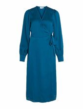 Viomi L/s Satin Wrap Dress/su Vila Blue