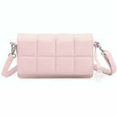 Style Malaysia I En Smuk Støvet Rosa (kun To Stk. På Lager). Crossbody Skuldertaske I Læder Med Flot Kvadratisk Mønster