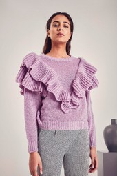 Ichi Mahra Ls Strik, Farve: Lilla, Størrelse: M, Dame
