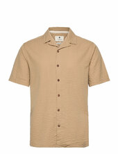 Akleo S/s Seersucker Shirt Anerkjendt Beige