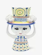 Lady With Hat Vase H20.5 Cm Blue Bjørn Wiinblad Blue
