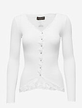 Rwbabette Ls V-neck Regular Lace Ca Rosemunde White