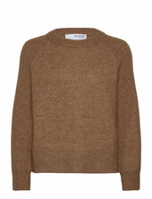 Slfrena Ls Knit O-neck Camp Selected Brown