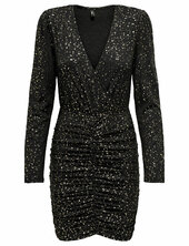 Onlnew Pella L/s Wrap Foil Dress Jrs Only Black