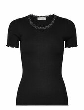 Rwbeatha Ss Regular O-neck Lace T-s Rosemunde Black
