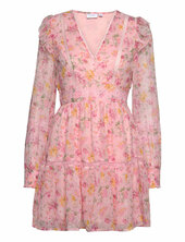 Viroman New V-neck L/s Short Dress/dc/ka Vila Pink