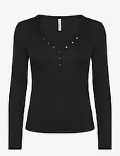 Top Ls Waffle Henley Hunkemöller Black