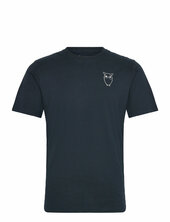 Alder Owl Chest Print Tee - Gots/ve Knowledge Cotton Apparel Navy