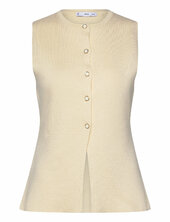 Fine-knit Waistcoat With Buttons Mango Cream
