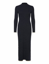 Knitted Dress With Contrasting Trims Mango Navy
