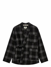 Akjesper Wool Check Kimono Anerkjendt Black