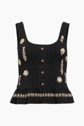 Objminna S7l Embroderet Top - Black - Object - Sort M