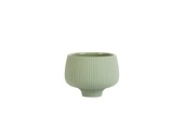 Kera Riflet Urtepotteskjuler - 9 Cm - Olivengrøn - Keramik - House Of Sander