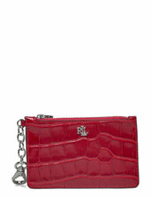 Croc-embossed Leather Zip Card Case Lauren Ralph Lauren Red