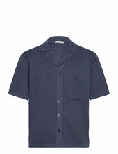 Boxy Short Sleeve Structured Knitte Knowledge Cotton Apparel Blue