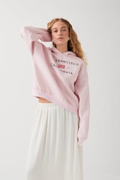 Gina Tricot - printed Hoodie - collegetrøjer- pink - m - female