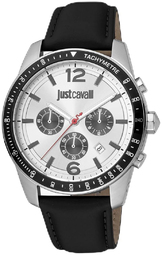 Just Cavalli Herreur Jc1g204l0015 Elegant Sølvfarvet/læder Ø44 Mm