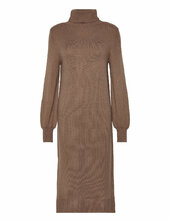 Visara L/s Rollneck Midi Dres/bf/ka Vila Brown