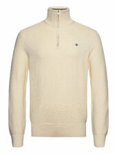 Cotton Micro Textured Half Zip Gant Cream