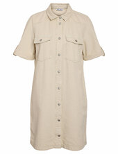 Nmnew Signe S/s Denim Dress Clr Noos Noisy May Beige