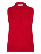 Fine-knit Polo Neck Gilet Mango Red